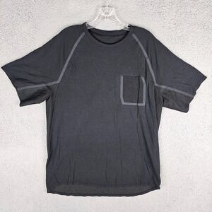 Lululemon Shirt Men Black Single Chest Pocket Breathlight Mesh Crewneck Tee